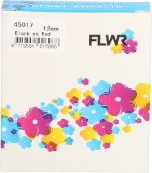 FLWR Dymo  45017 zwart op rood breedte 12 mm Front box