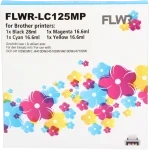 FLWR Brother LC-125XL - LC-127XL 4-pack zwart en kleur