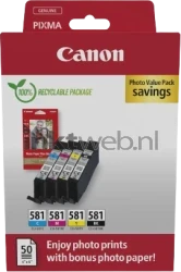 Canon CLI-581 4-pack met fotopapier zwart en kleur Front box