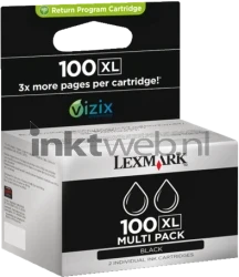 Lexmark 100XL 2-pack zwart Front box